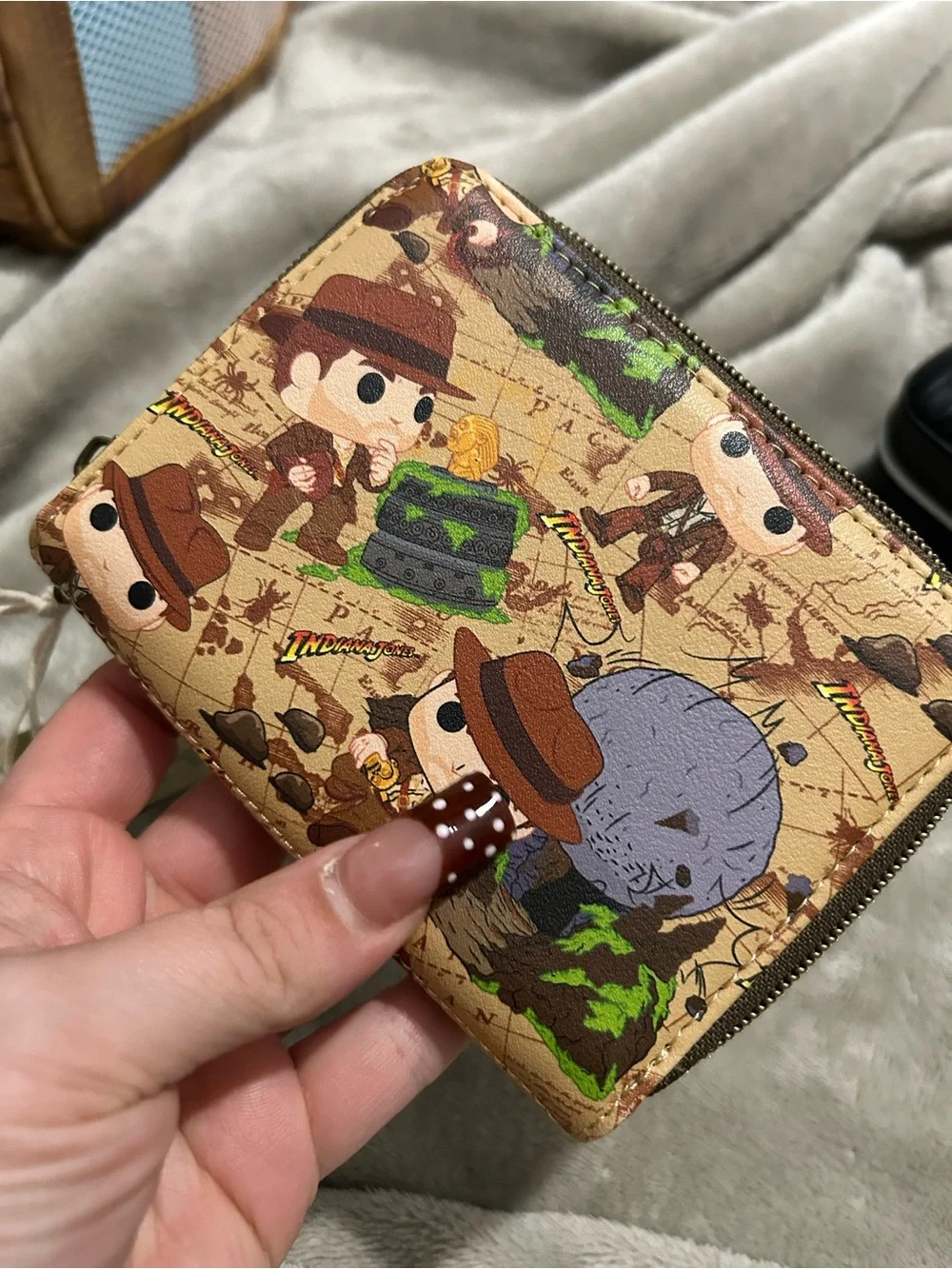 Indiana Jones Print Zip Wallet in Tan and Brown